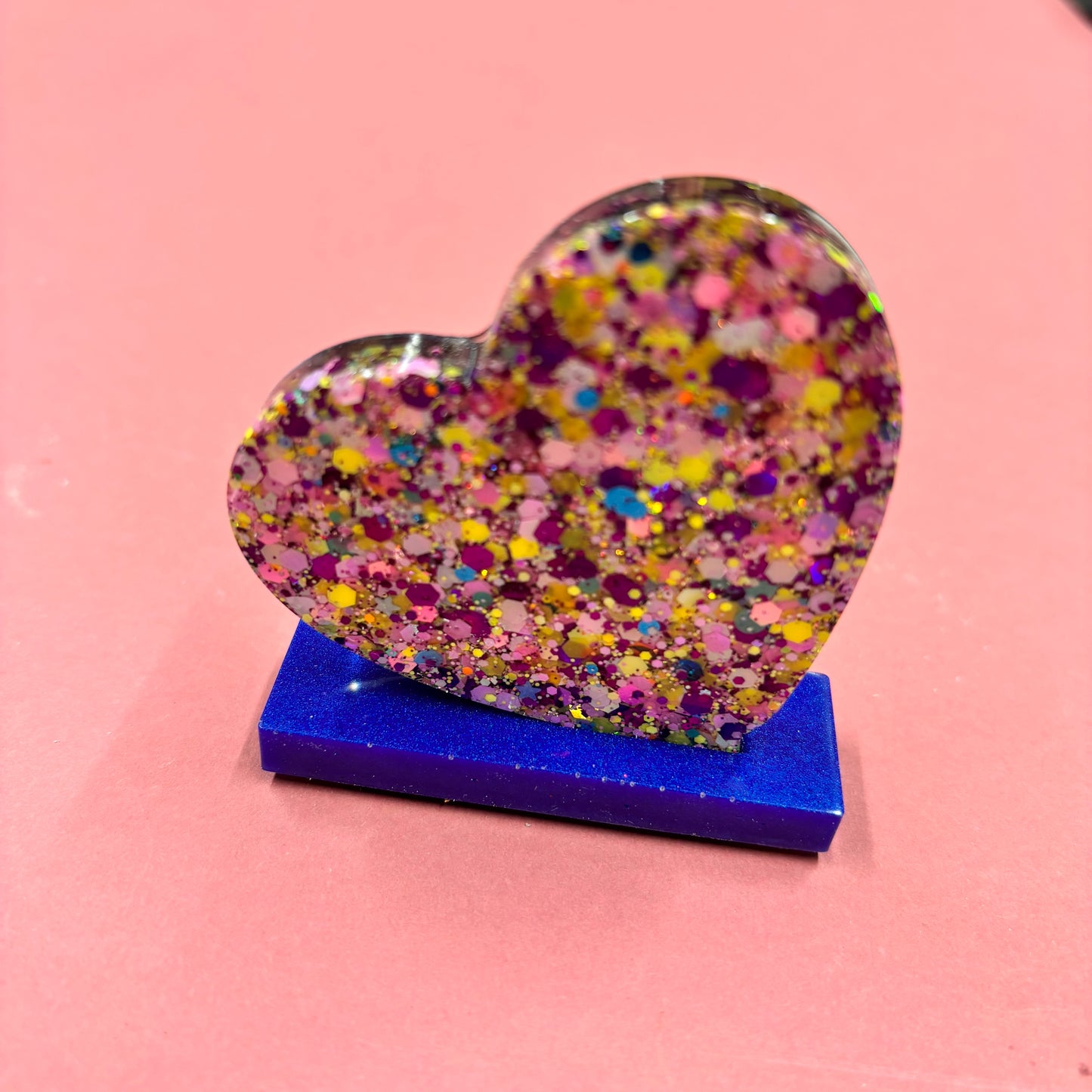 Small Dog Glitter Heart Standing Plaque
