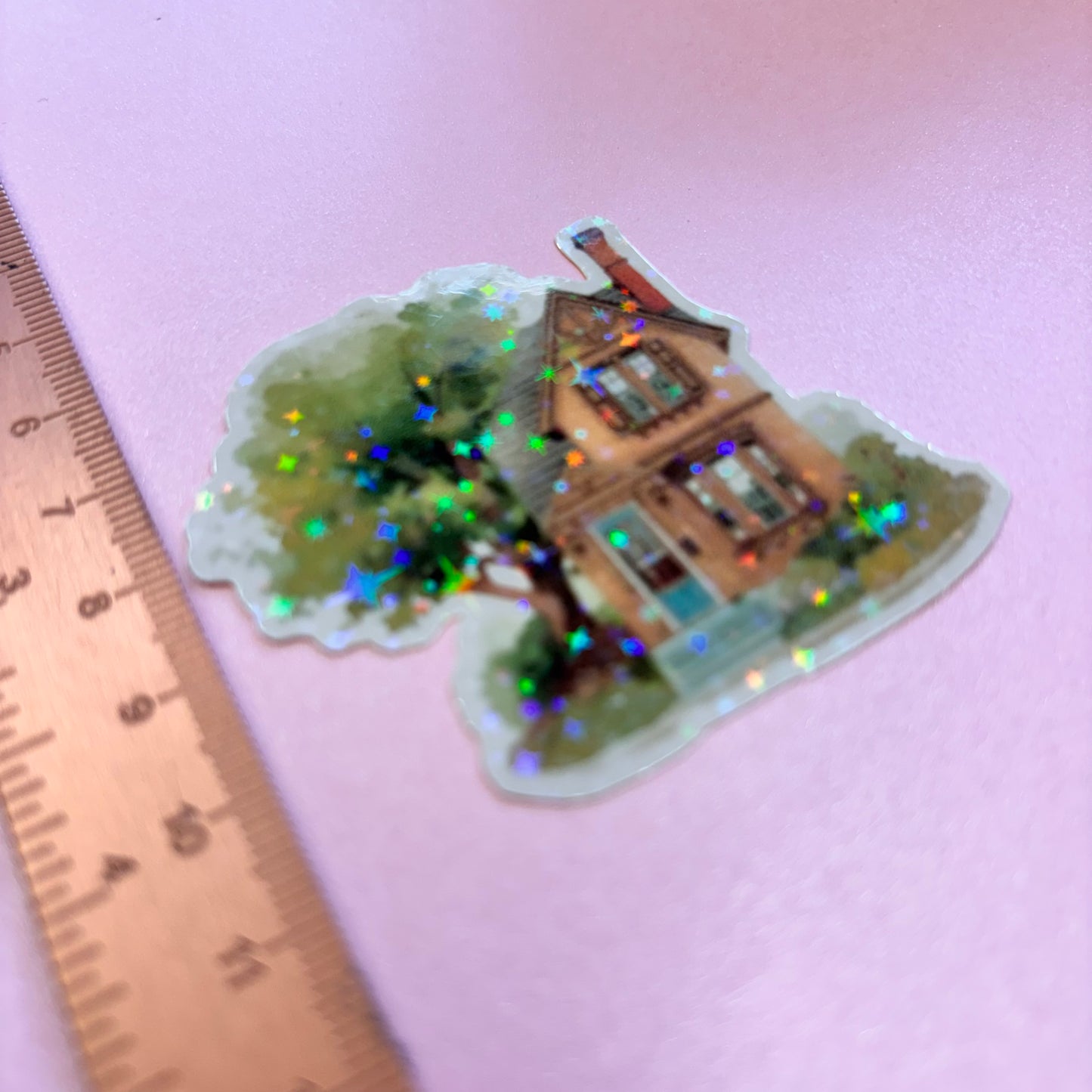 City Life Brick House Die Cut Sticker in Holographic