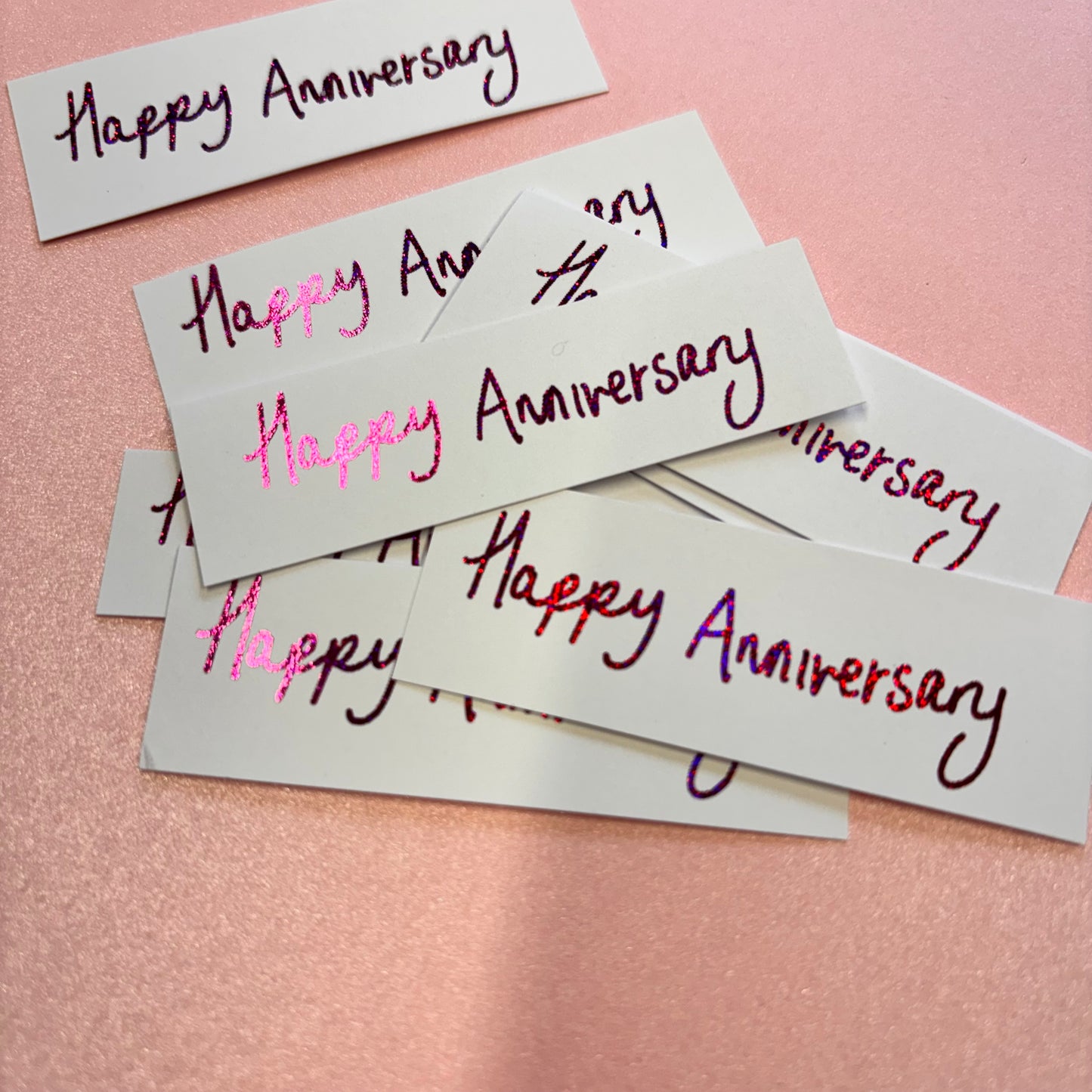 10pcs Pink Foiled With Happy Anniversary Word Pack