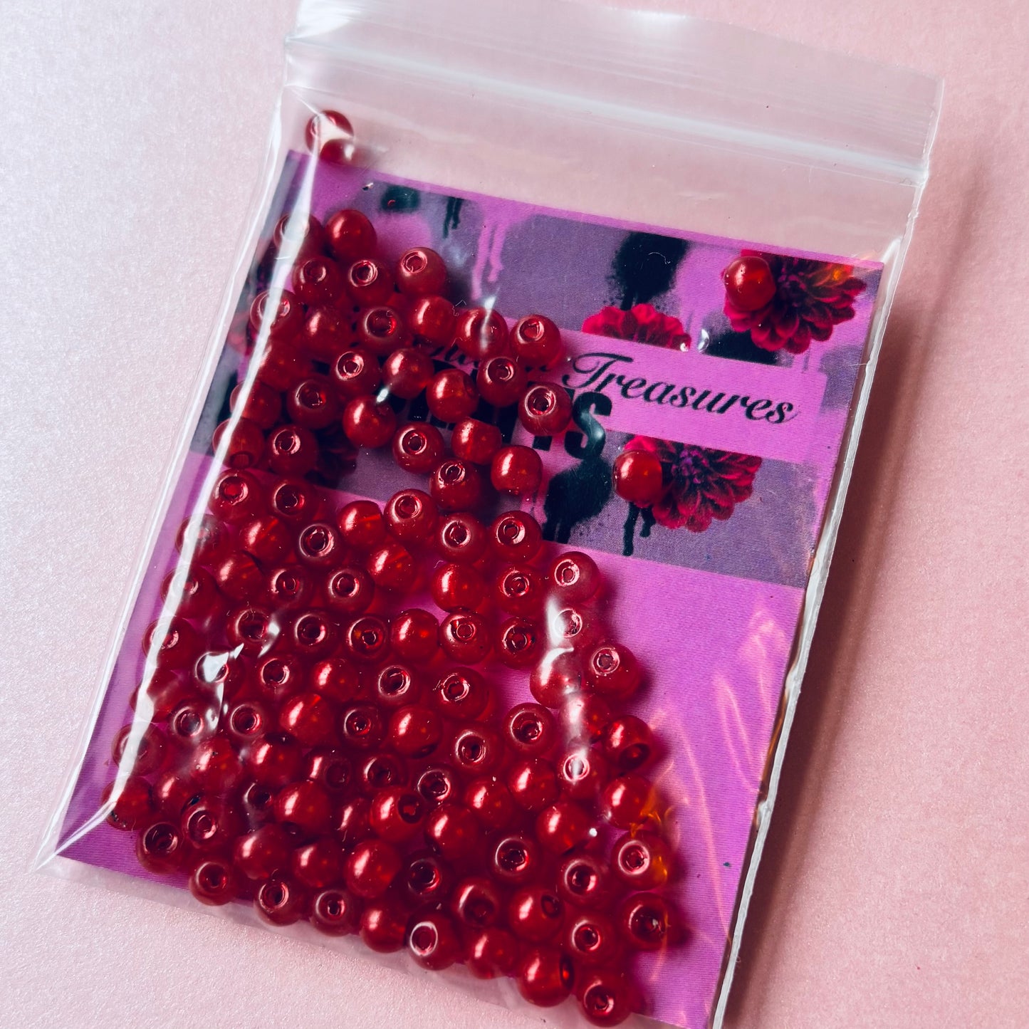 100 pcs 4mm Glass Red Pearl Beads