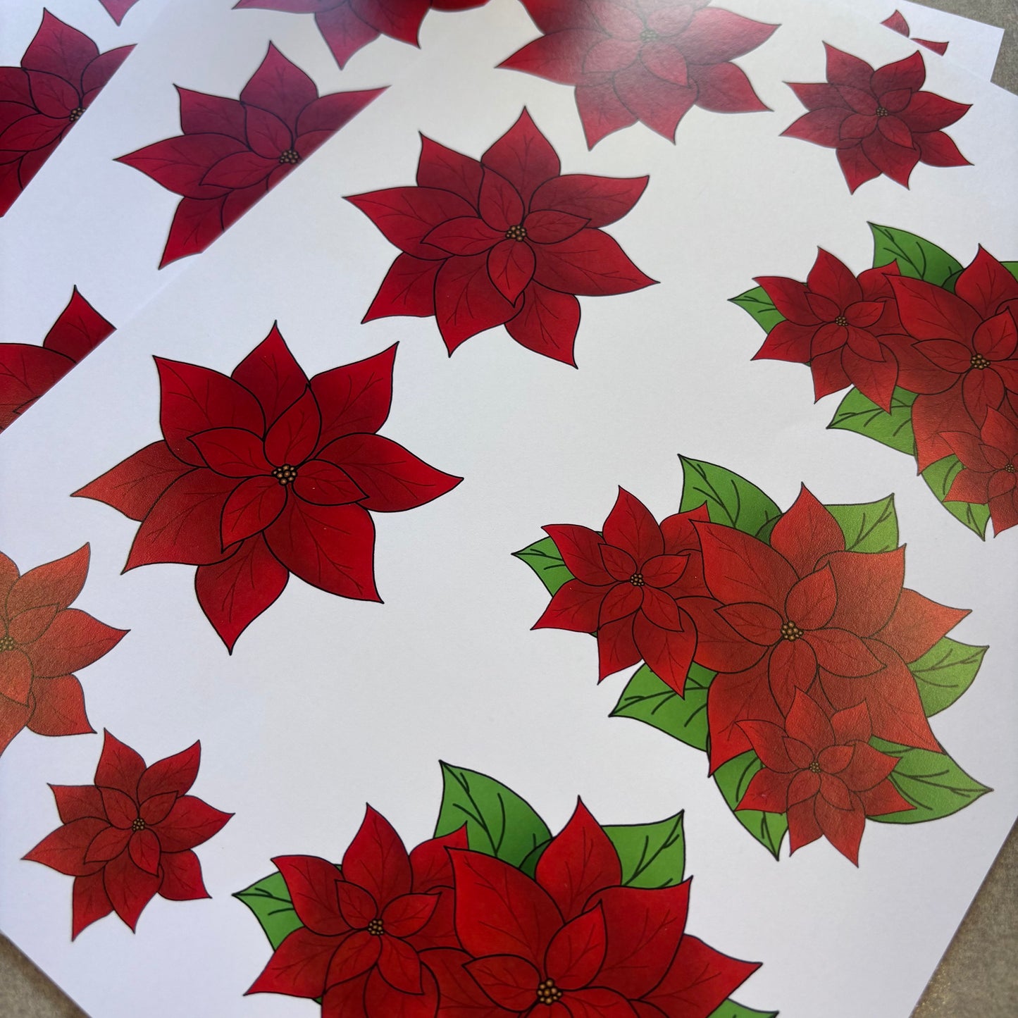 5 Sheets Of Poinsettia Cut Aparts