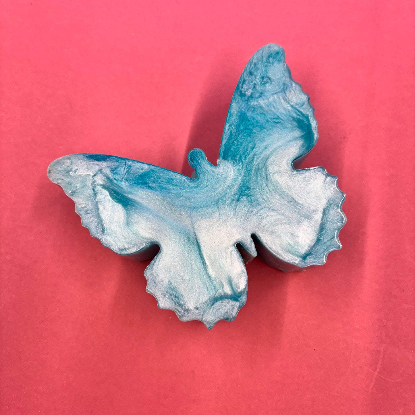 Beautiful Teal and White Butterfly Vase/pot