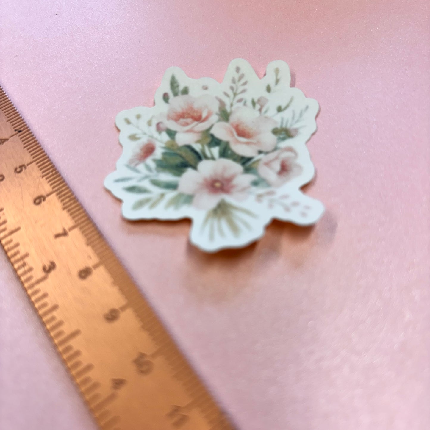 Delicate Roses Flower Bouquet Die Cut Sticker in Matt