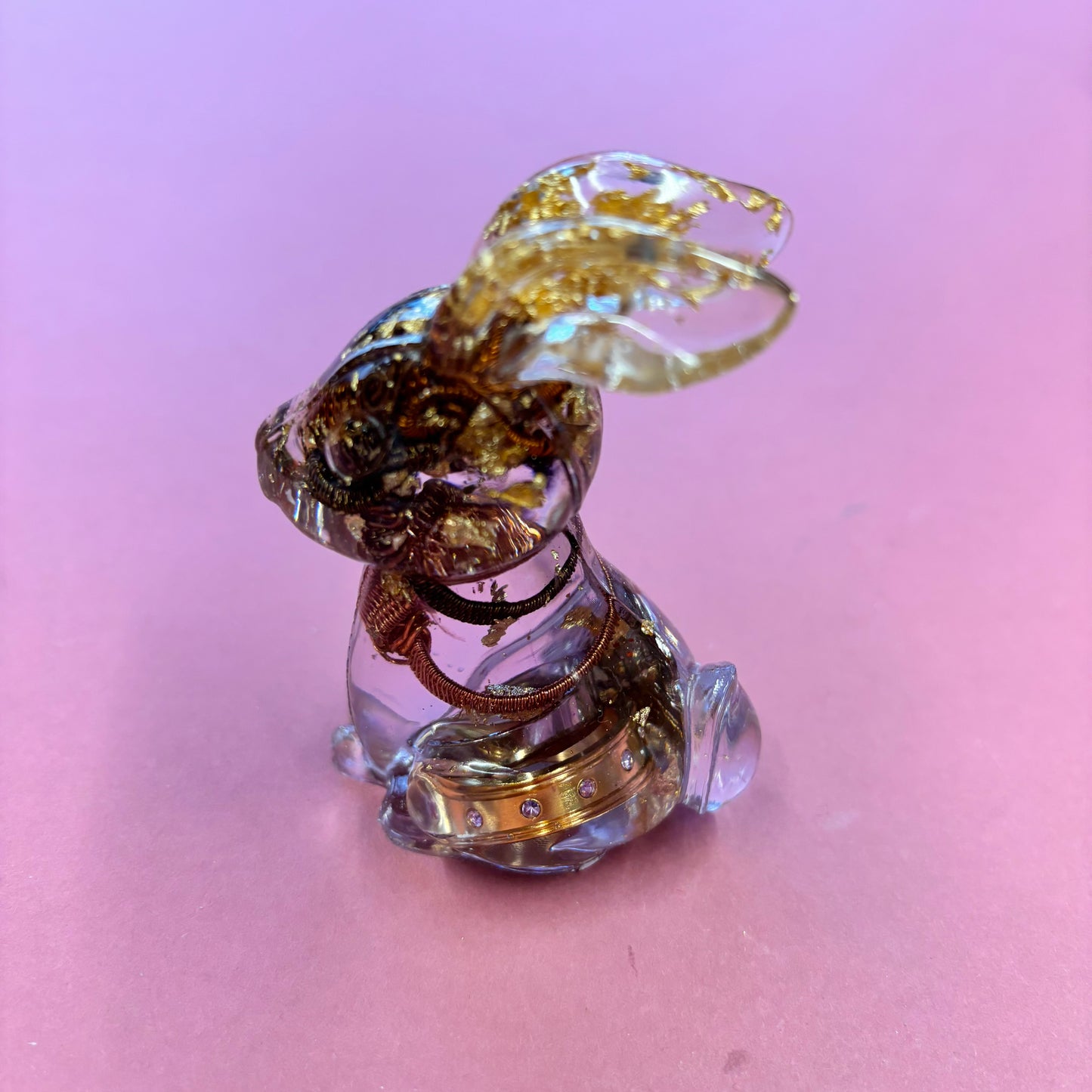Old Jewellery Rings Resin Bunny Ornament