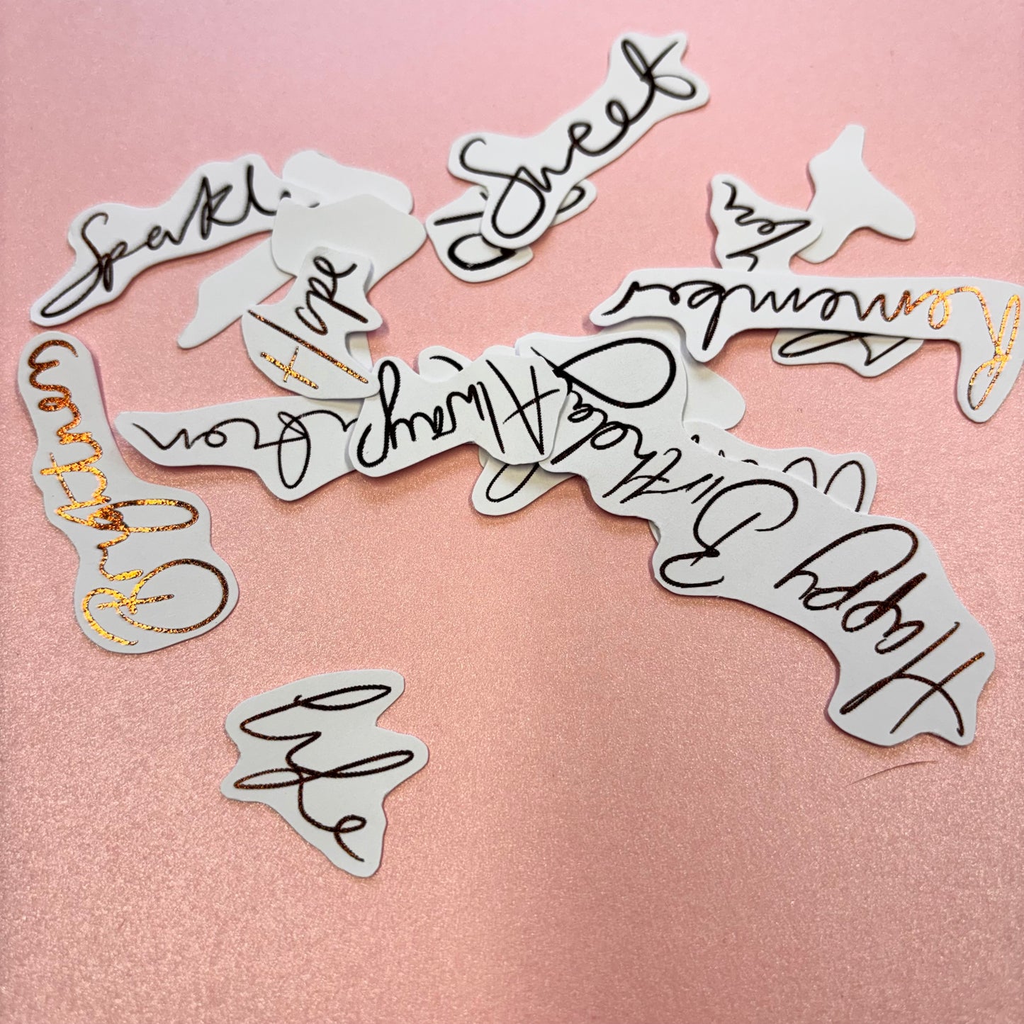 15pcs Handwritten Brown Foiled Word Pack