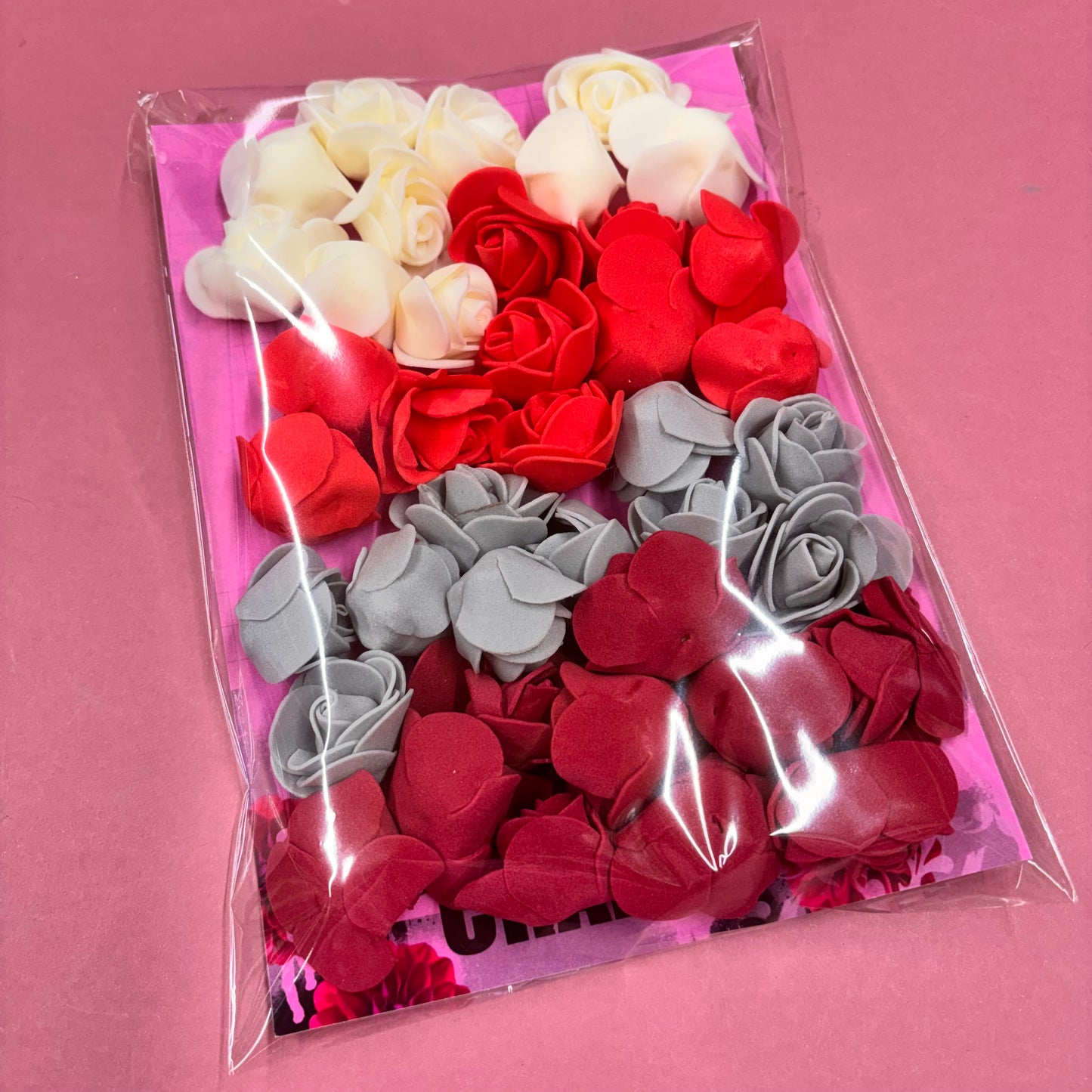 40 pcs Red Grey And Cream Foam Rose Pack
