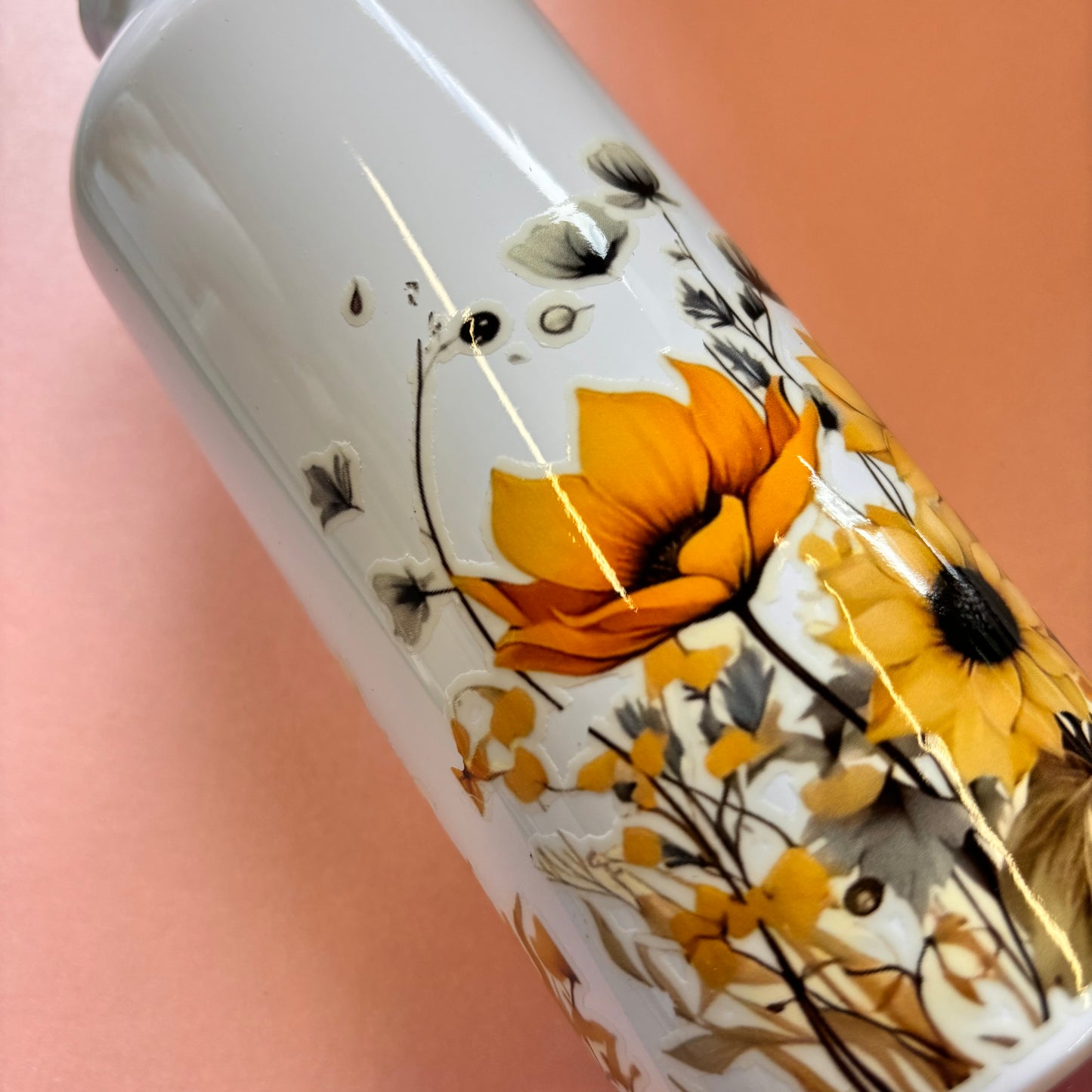 600ml Water bottle Yellow Flower Design