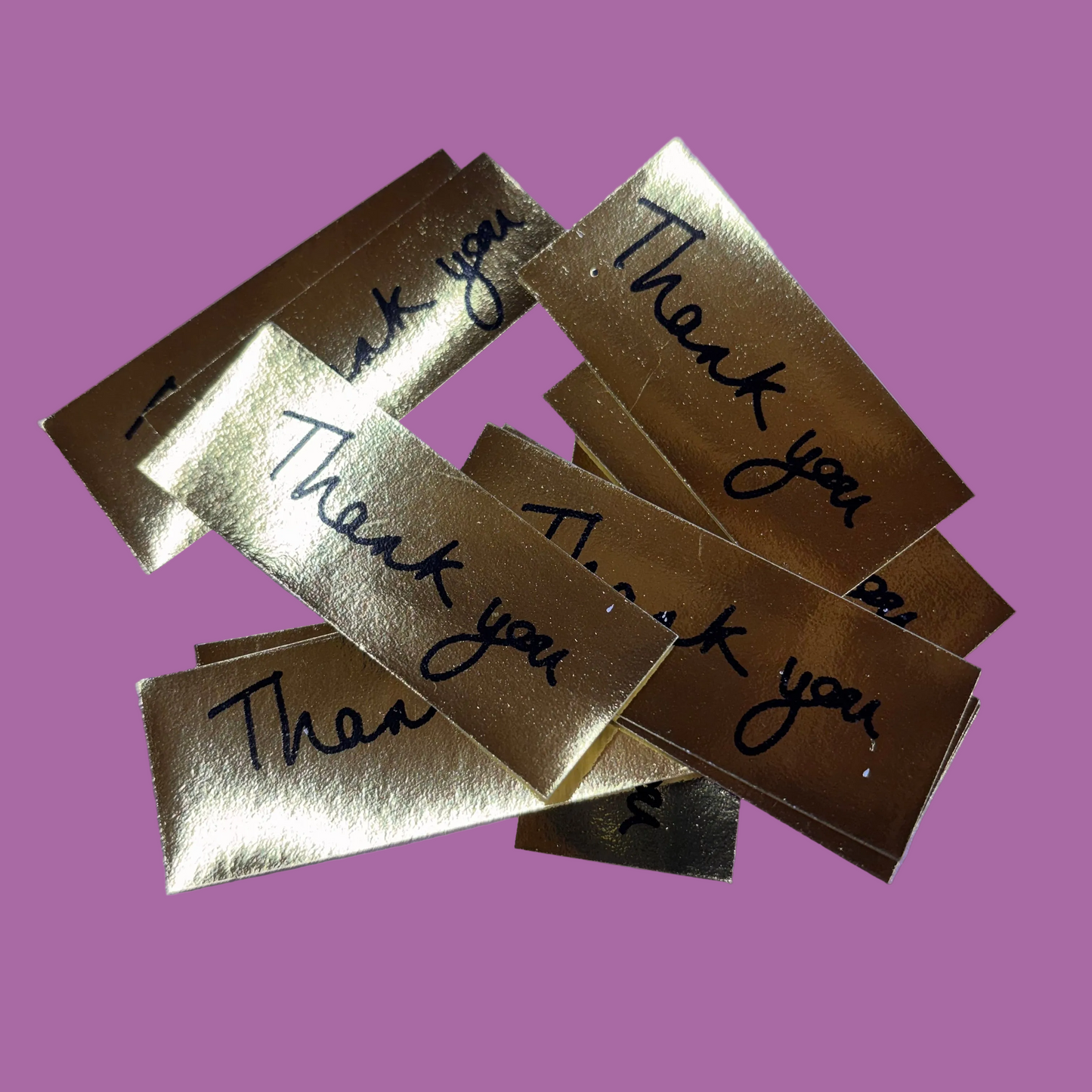 10pcs Gold Foiled with Black Writing Thank You Word Pack