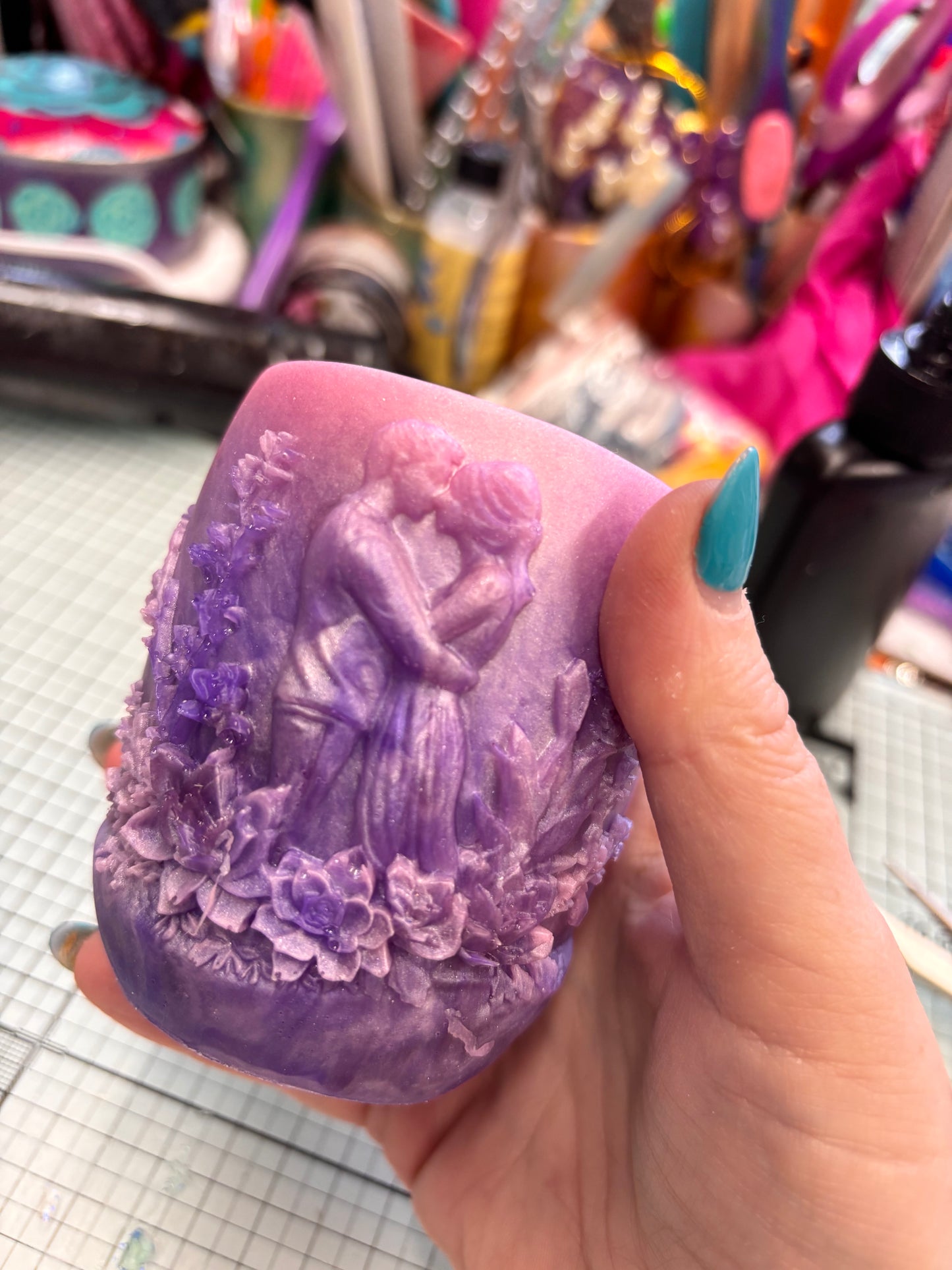Pink/Purple Girl And Boy Resin Pot