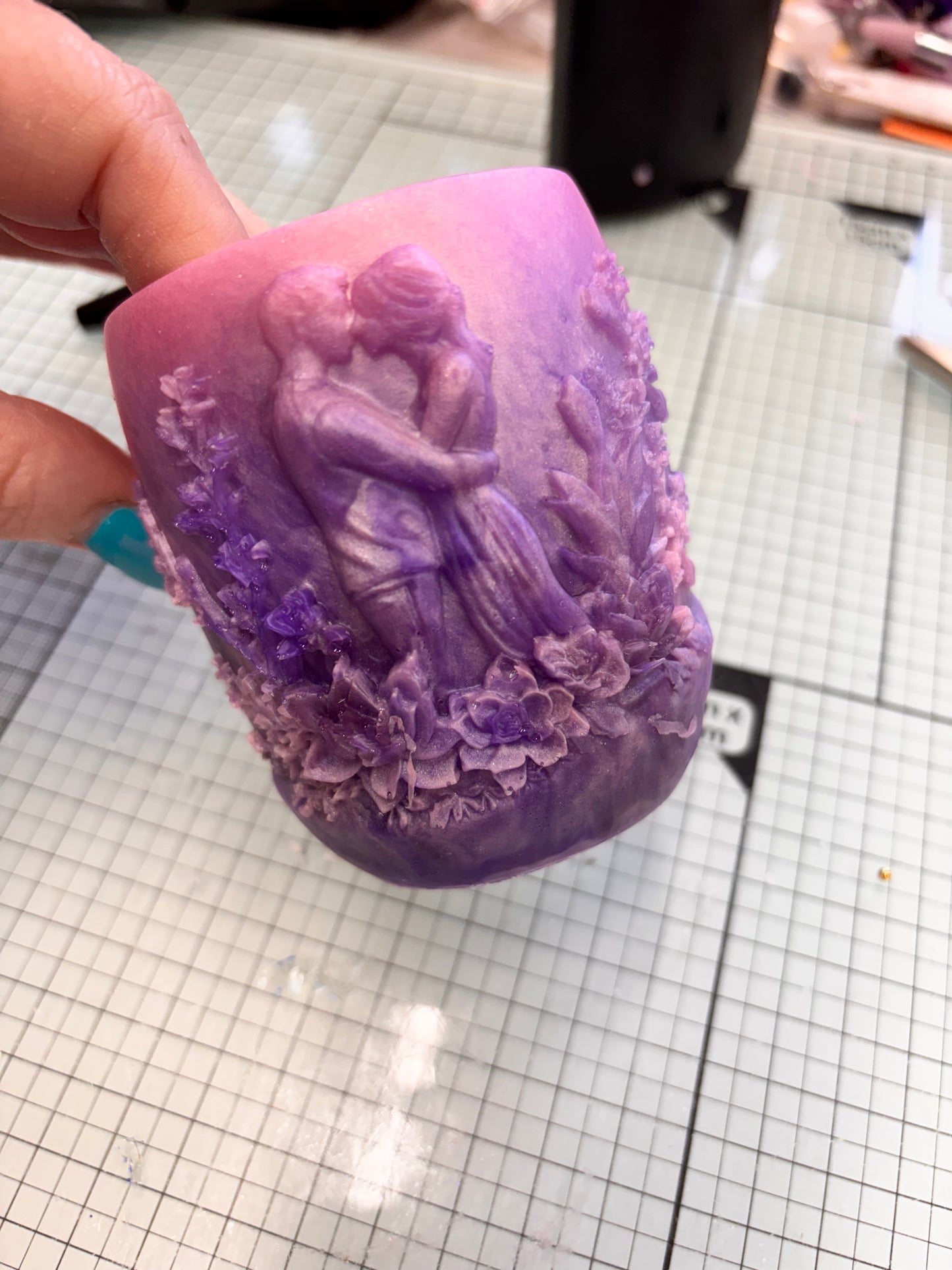 Pink/Purple Girl And Boy Resin Pot