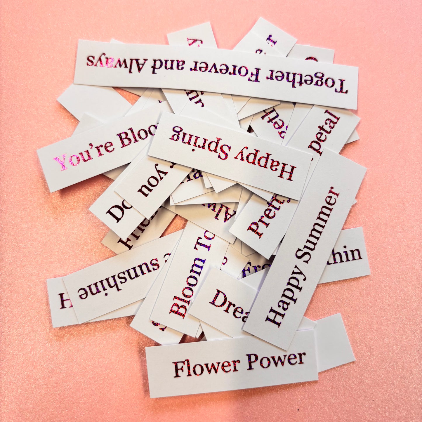 30pcs Pink Foiled Floral Treasures Word Pack