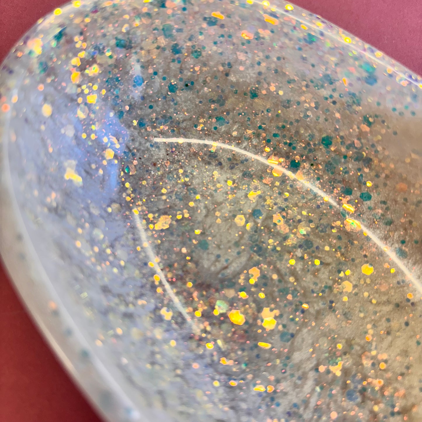 White Glitter Oval Trinket Tray