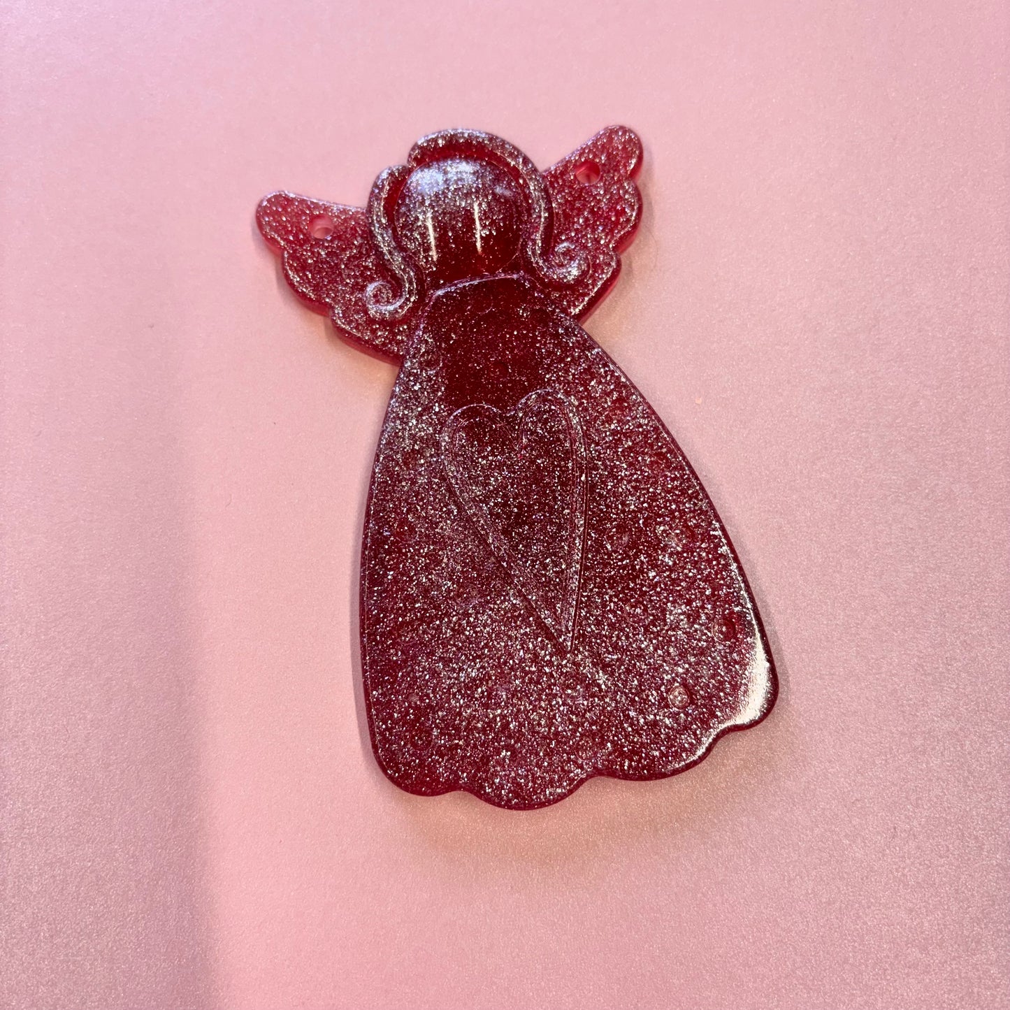 Beautiful Red Glitter large Resin Angel Hanger design 2
