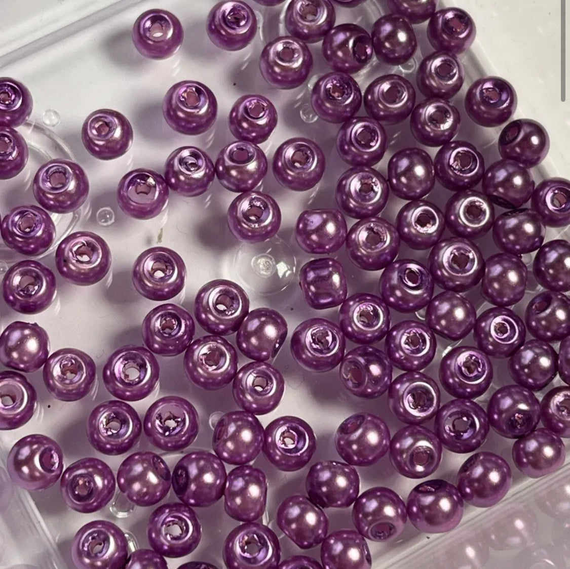 100 pcs 4mm purple glass pearl beads