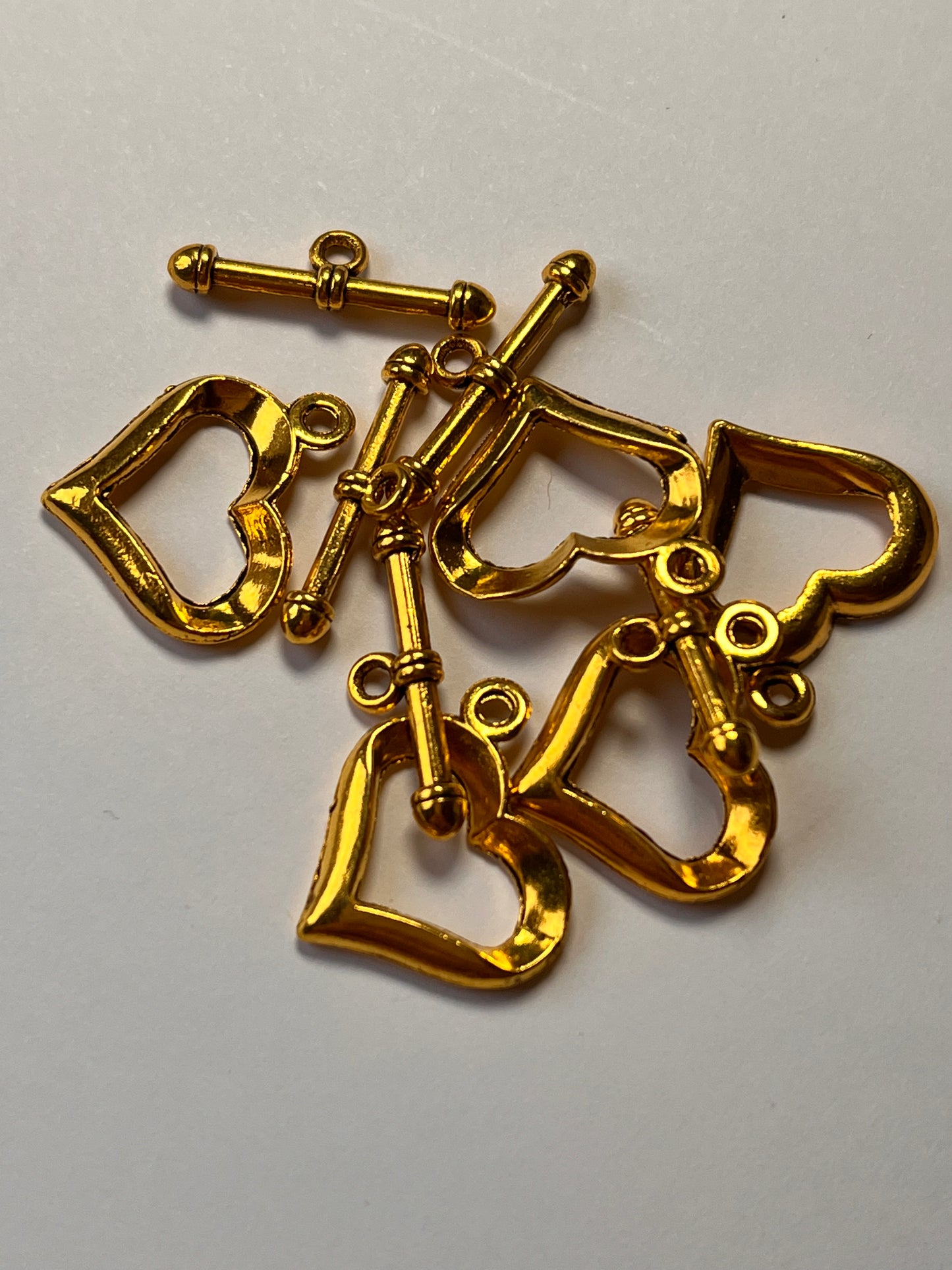 5 sets Gold Plated Heart Toggle Clasps