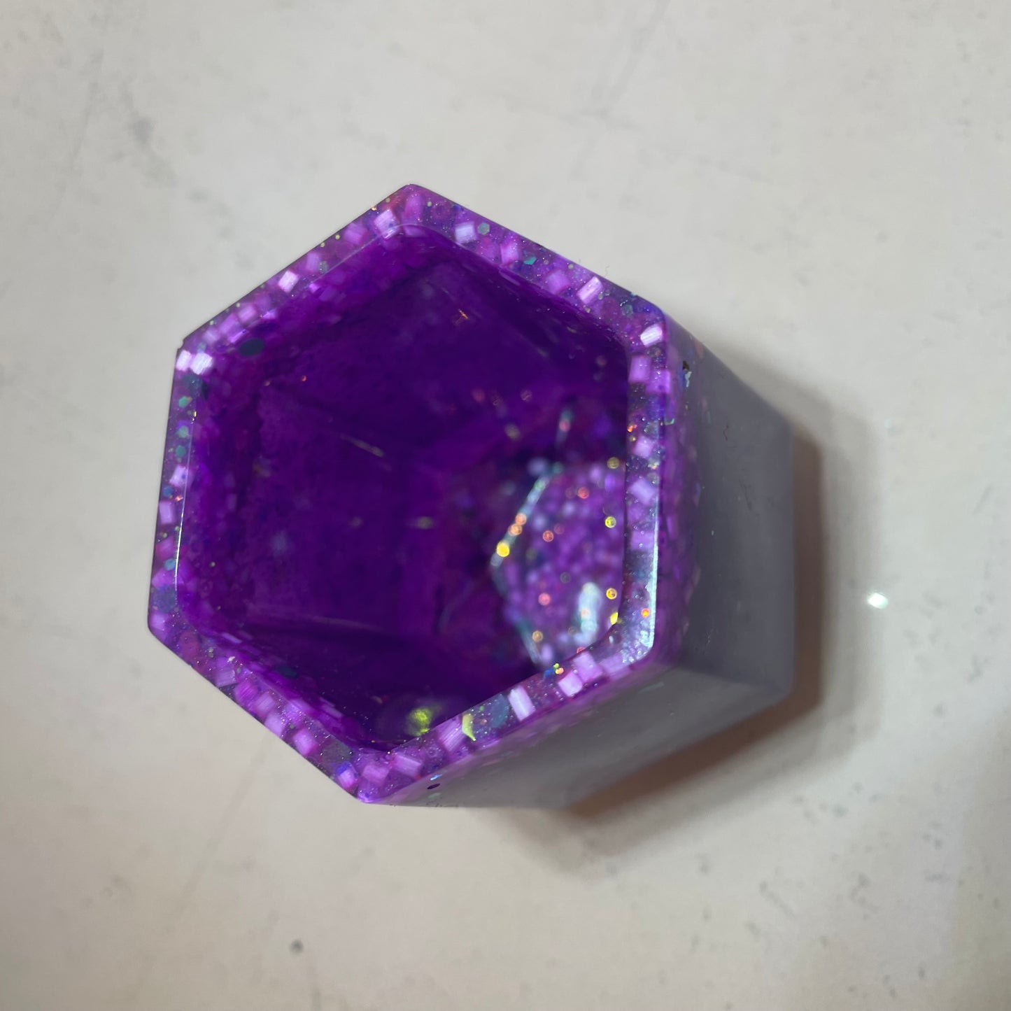 Dark Purple Beaded Resin Glue Pen Pot