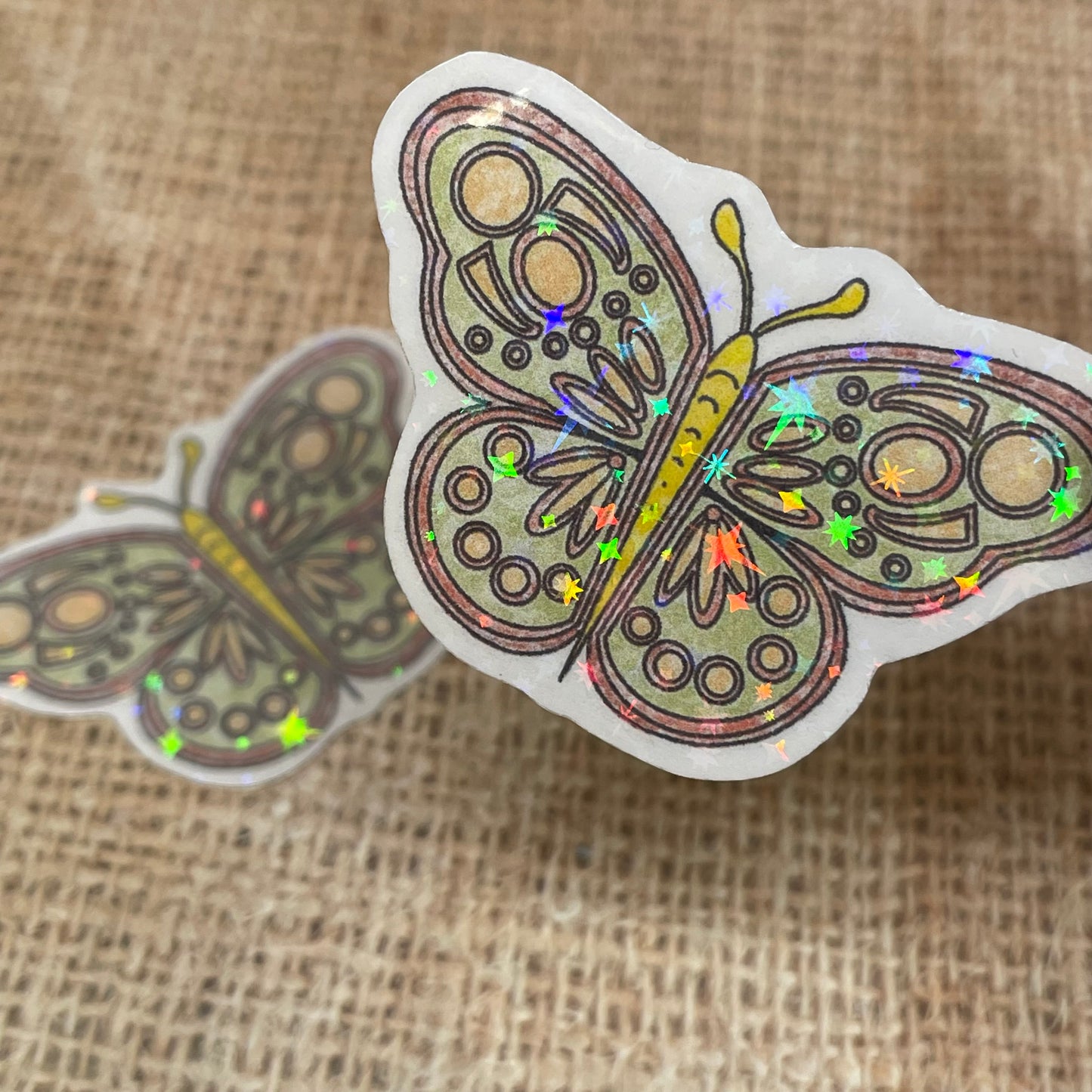 2 pcs Green Butterfly Holographic Stickers