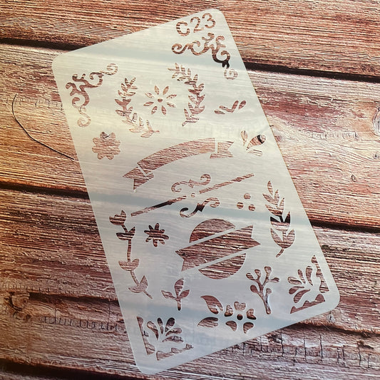 18 cm x 10.5 cm flourish stencil C23