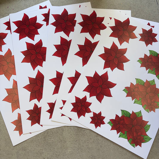 5 Sheets Of Poinsettia Cut Aparts