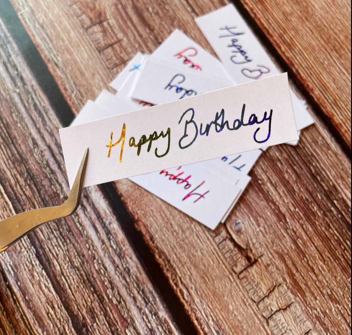 20 pcs Handwritten “Happy Birthday” foiled word pack