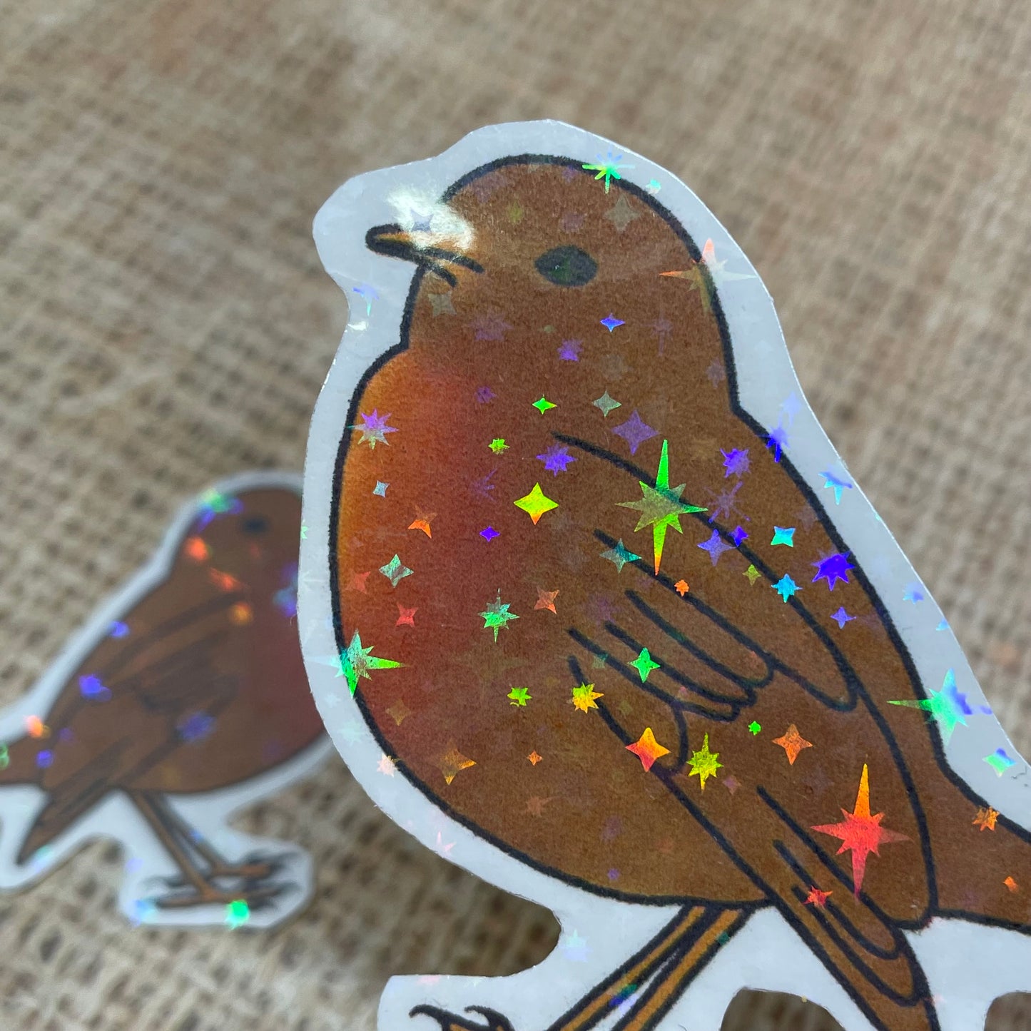 2 pc Chippy the Robin Holographic Stickers