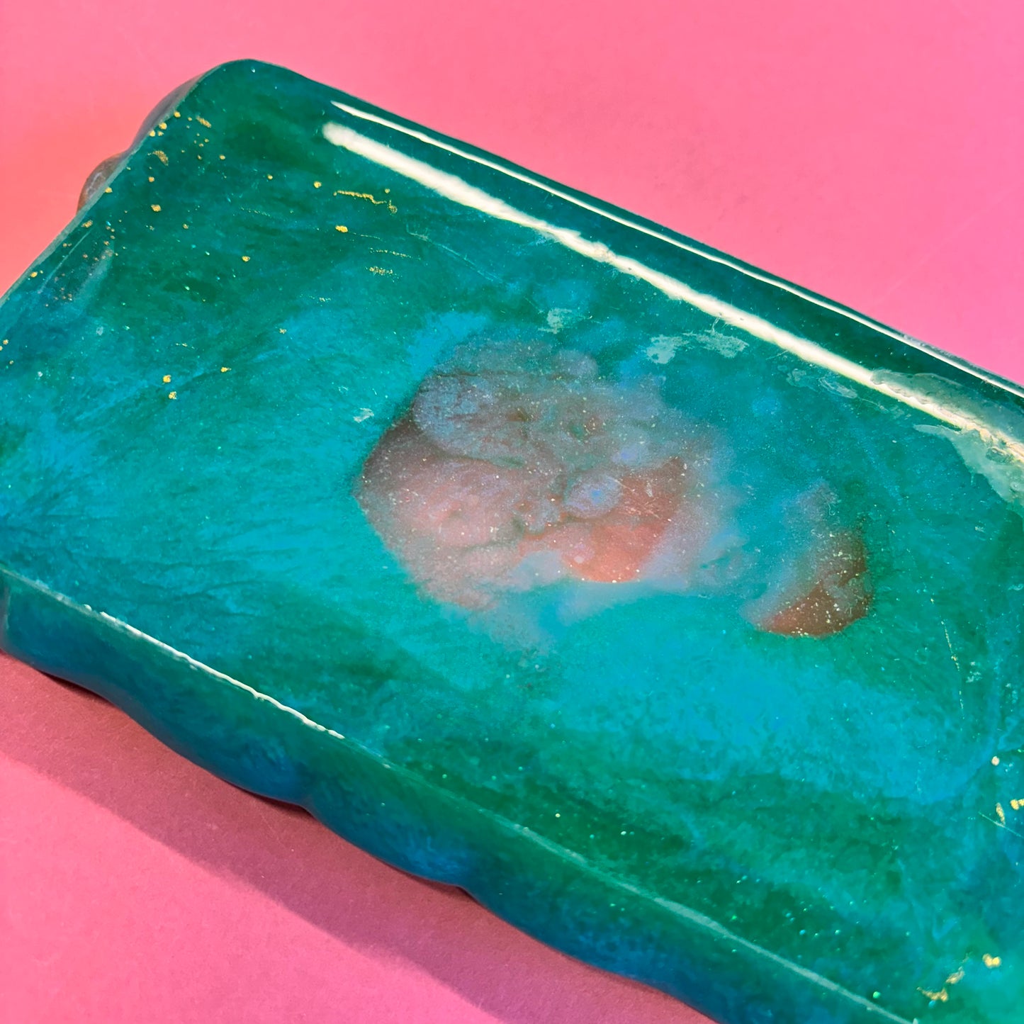 Teal with Gold Bows Trinket Tray