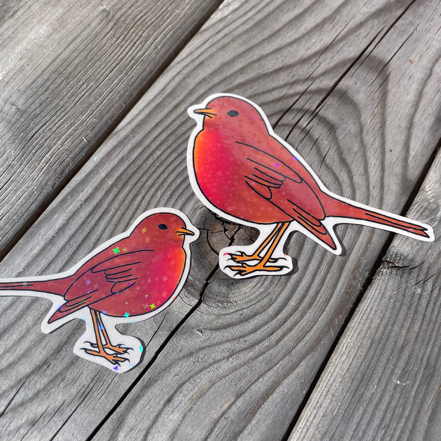 2 pc Chippy The Robin Clear Holographic Stickers