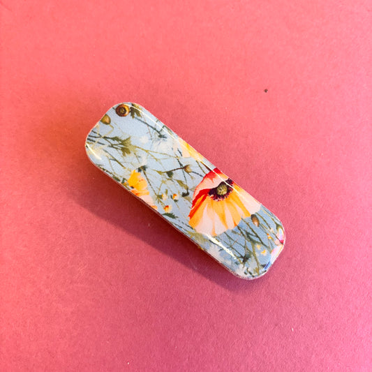 Blue Floral Design Hair Clips