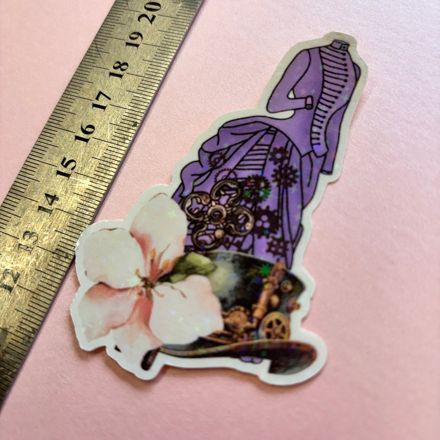 Victorian Steampunk Holographic Dress Die Cut Sticker by Shiny Creation