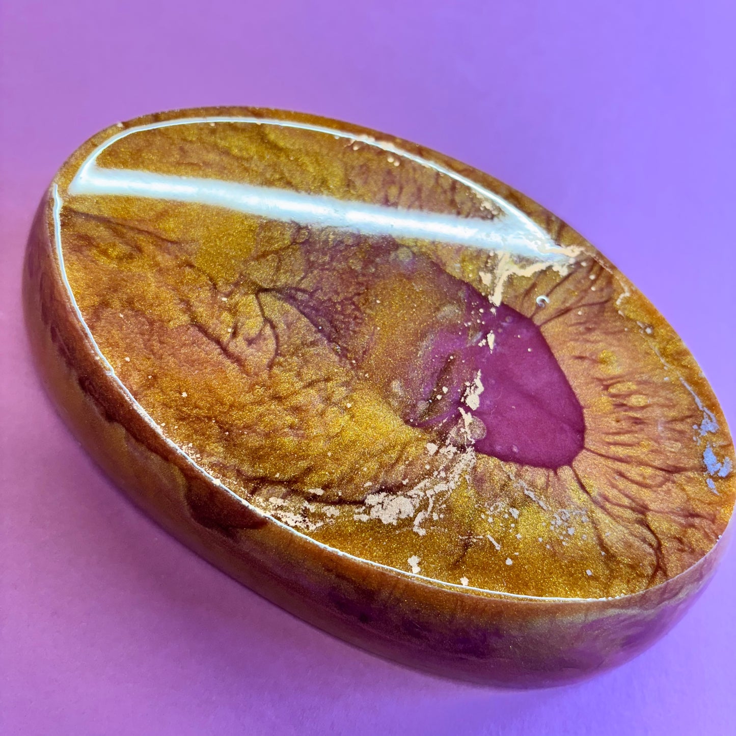 Pink And Bronze Oval Trinket Tray