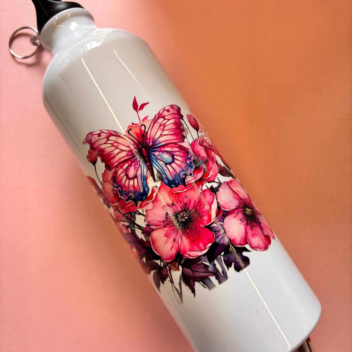 700ml Water bottle Pink Flower And Butterfly Design
