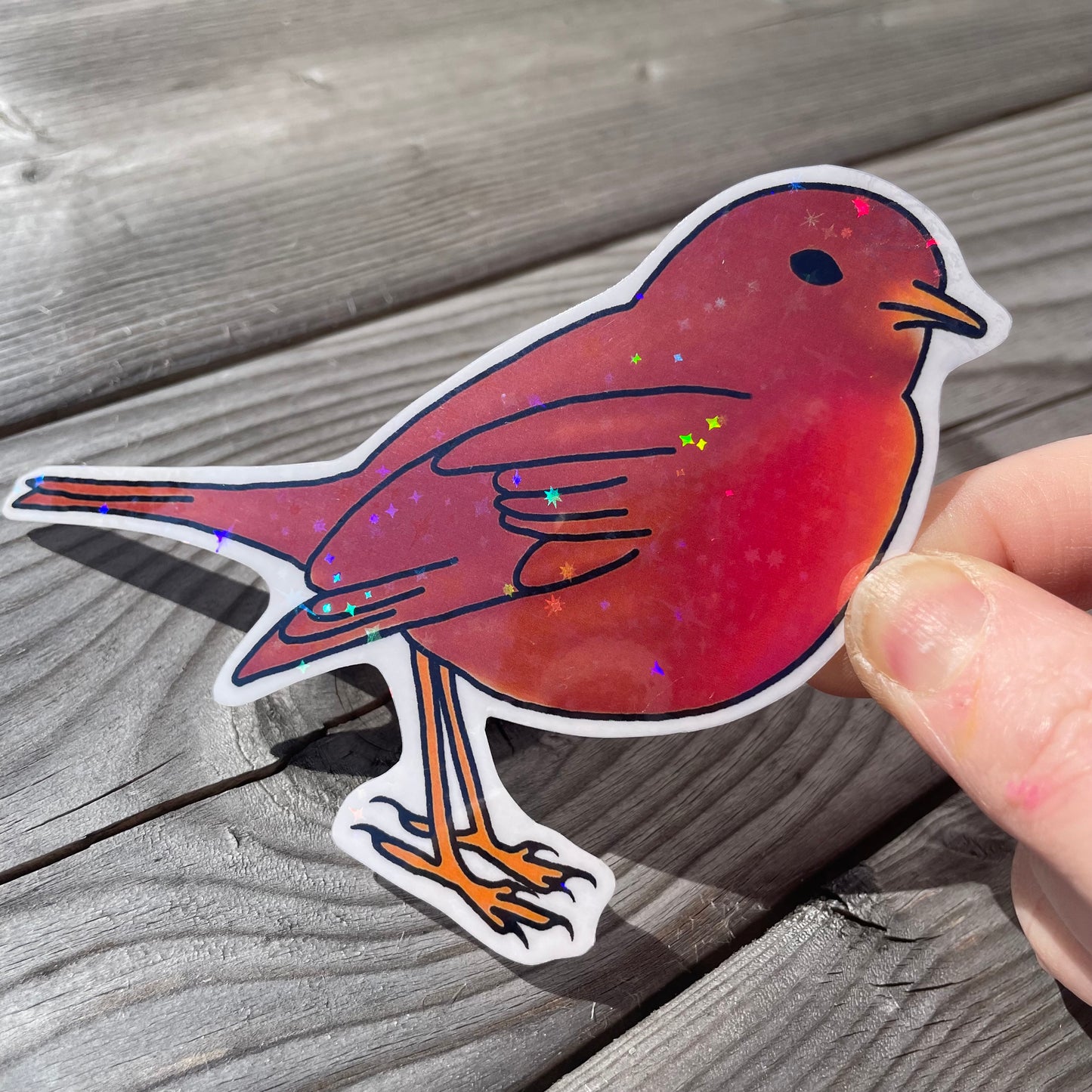 1 pc Large Chippy The Robin Clear Holographic Stickers