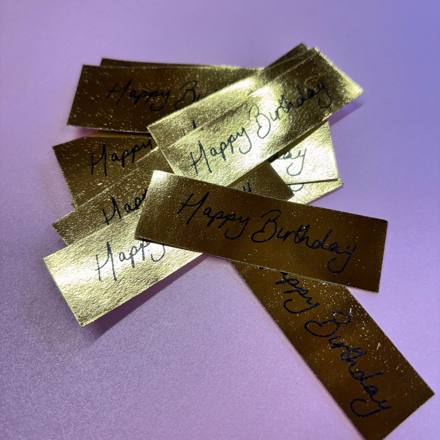 10pcs Gold Foiled with Black Writing Happy Birthday Word Pack