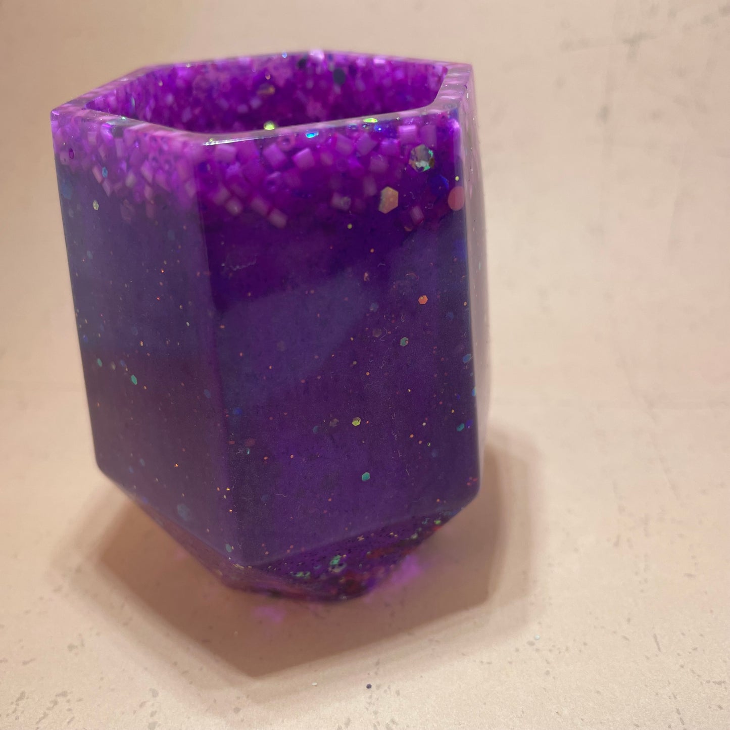 Dark Purple Beaded Resin Glue Pen Pot