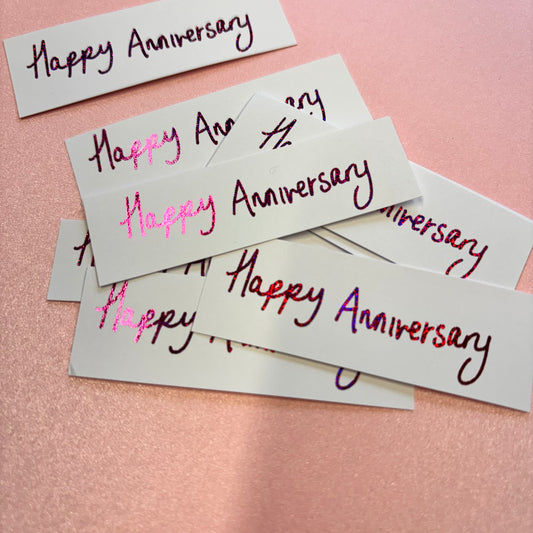 10pcs Pink Foiled With Happy Anniversary Word Pack