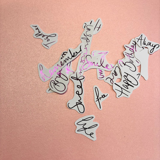 15pcs Handwritten Dark Purple Foiled Word Pack