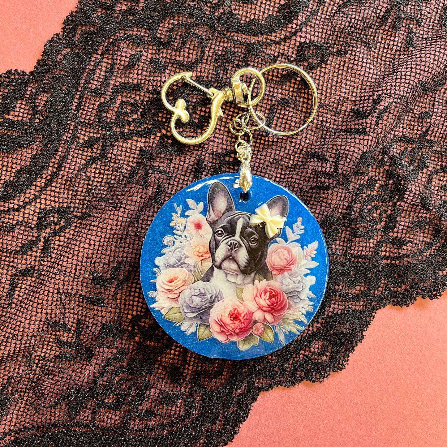 Large French Bulldog Keyring