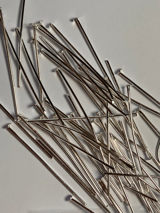 100 pcs Silver Plated 35mm Headpins