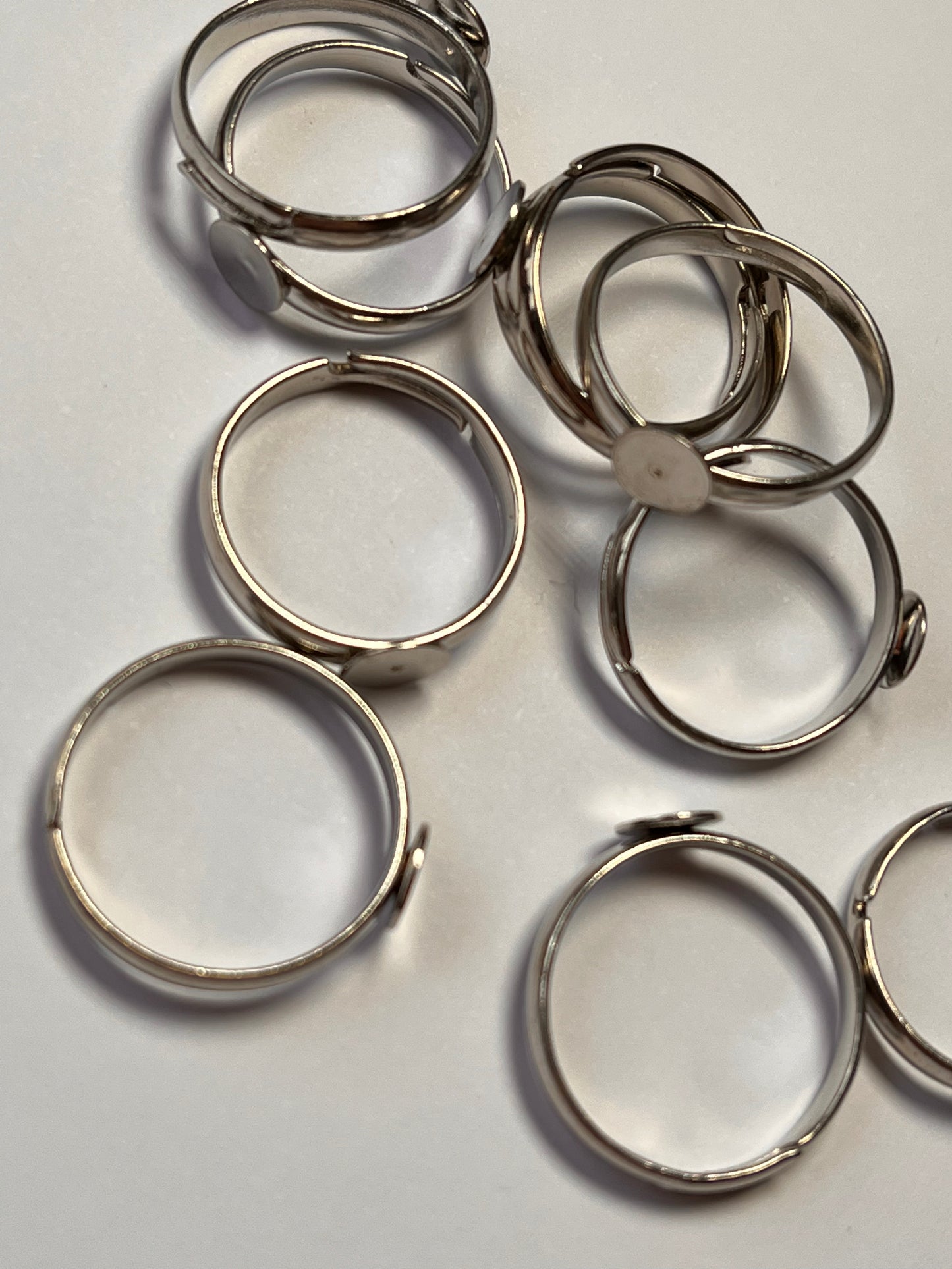 10 pcs Antique Silver Plated Adjustable Ring Blanks