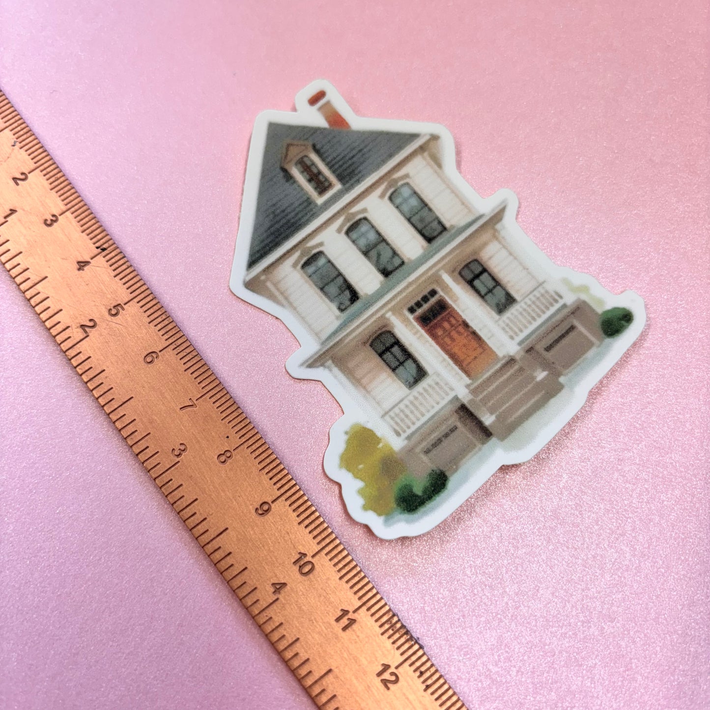 City Life Wooden House Die Cut Sticker in Matt