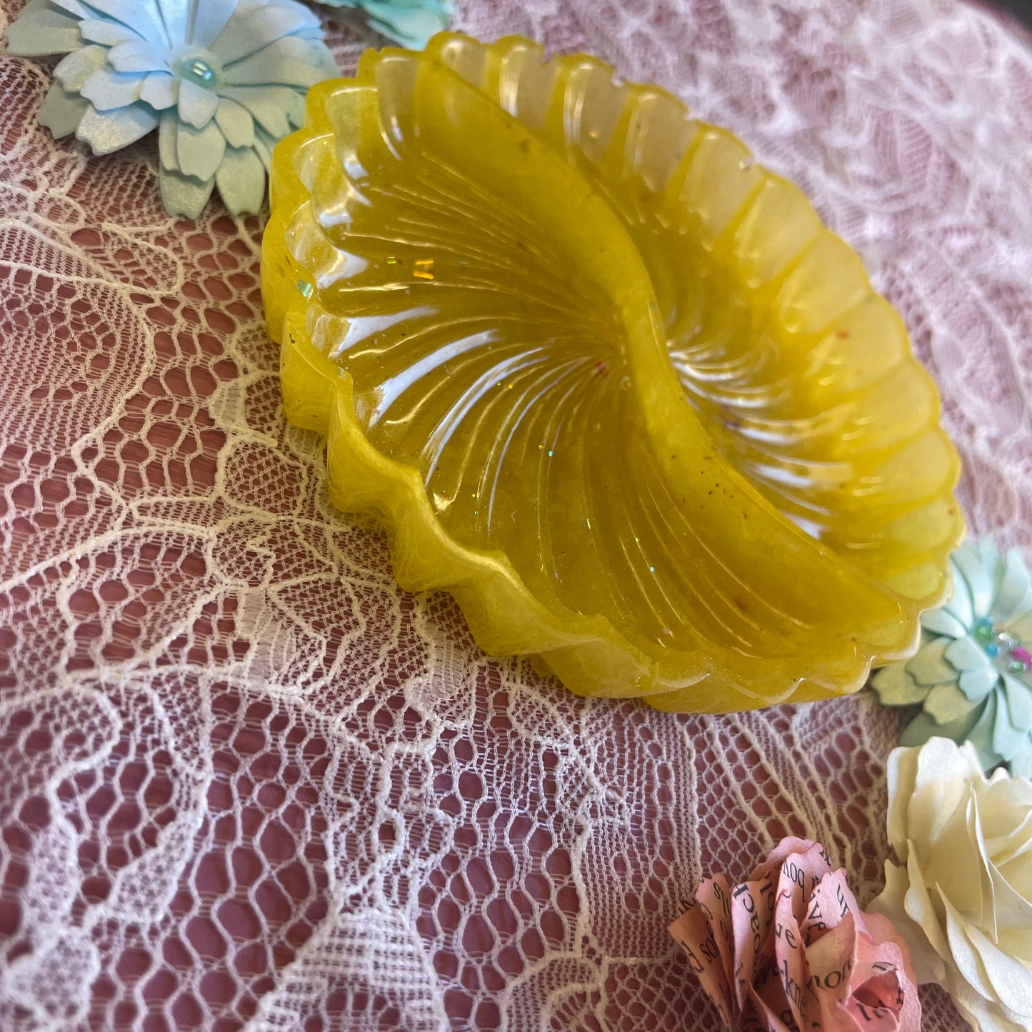 Yellow Resin Embellishment Dish