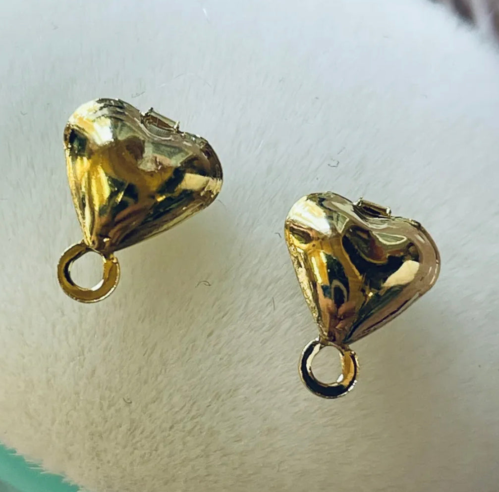 10 pcs Gold Plated Heart Stud Earrings