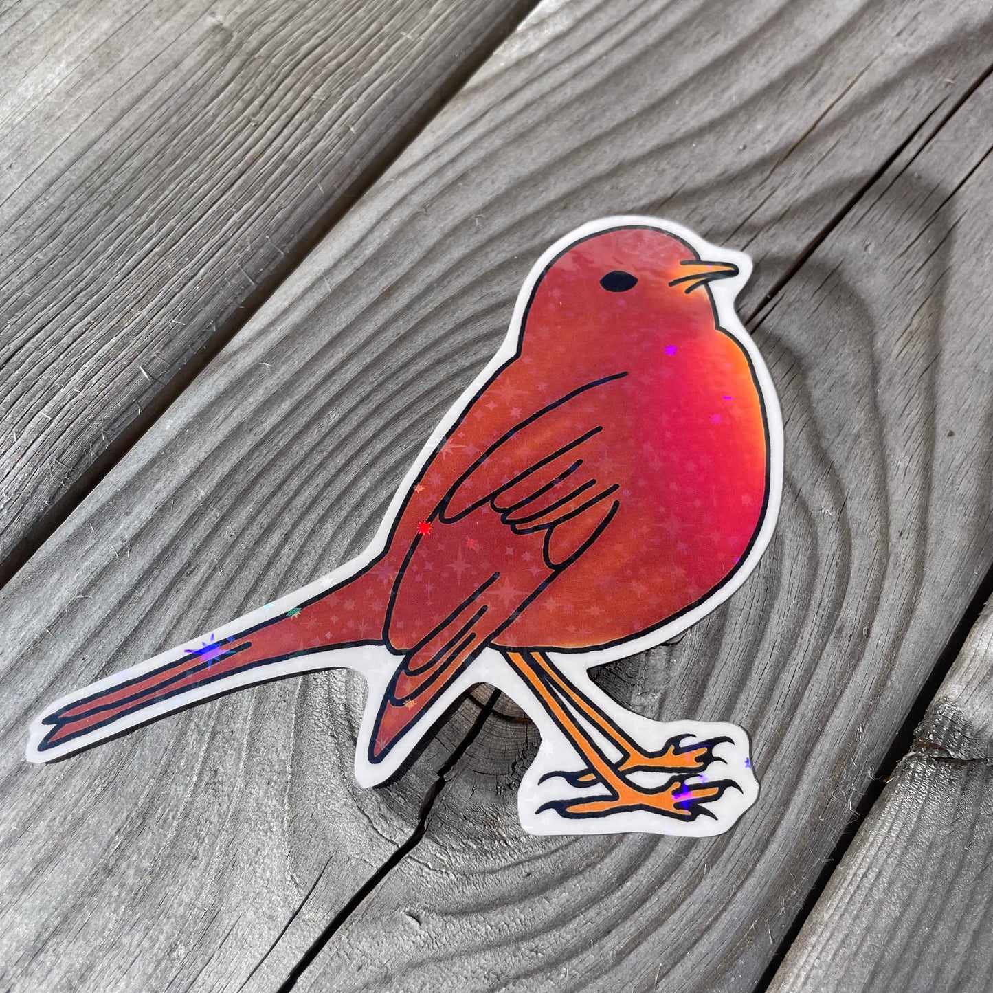 1 pc Large Chippy The Robin Clear Holographic Stickers