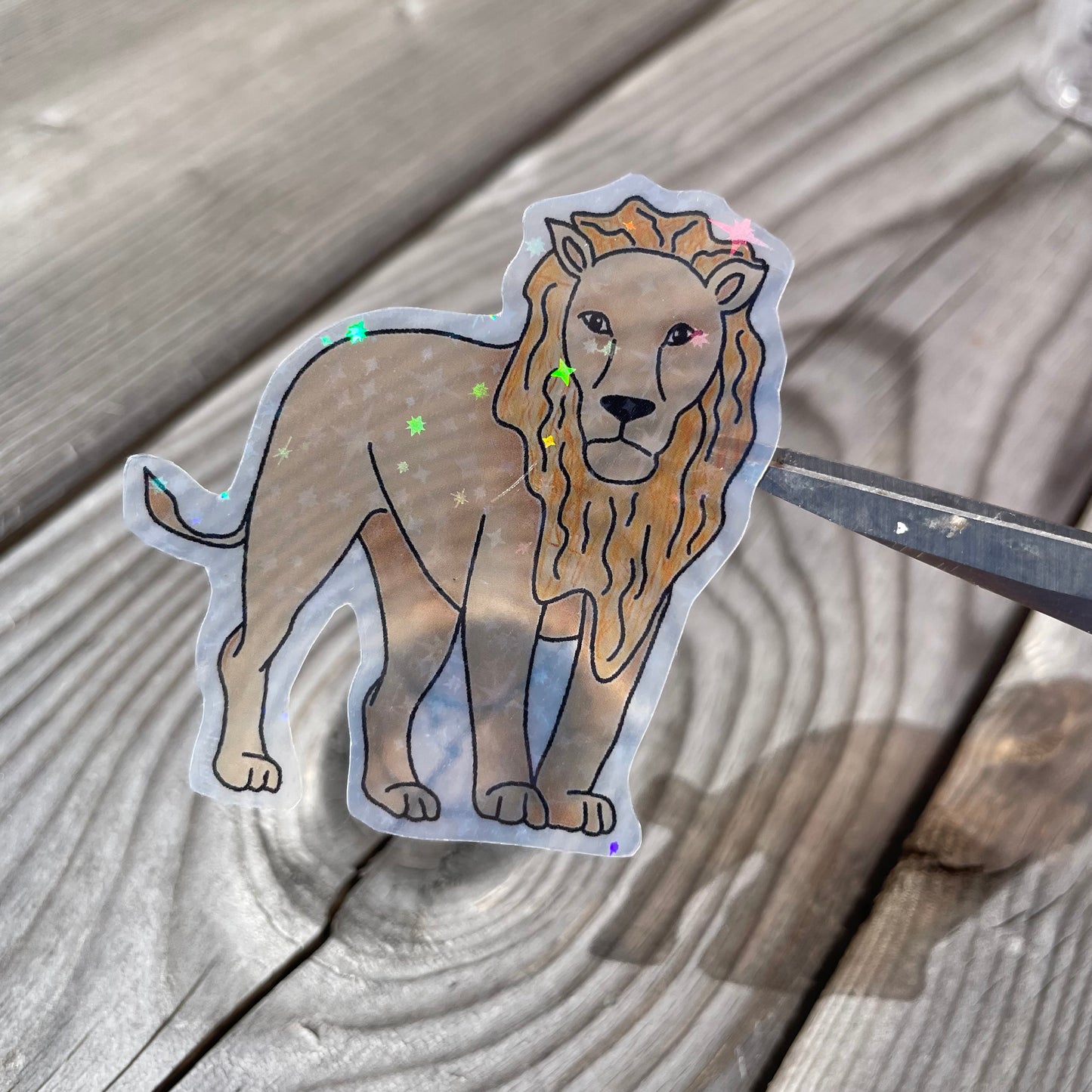 1 pc Large Sammy the Lion Clear Holographic Stickers