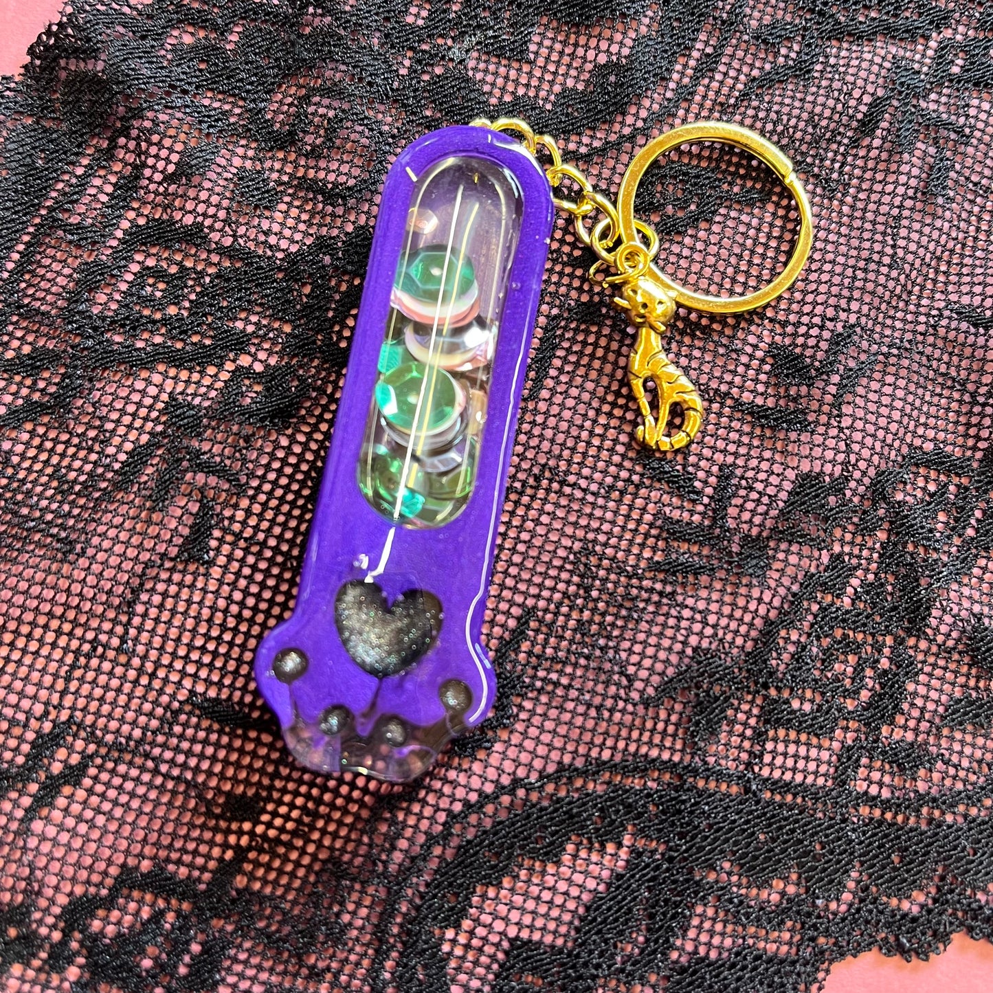 Purple Paw Shaker Keyring