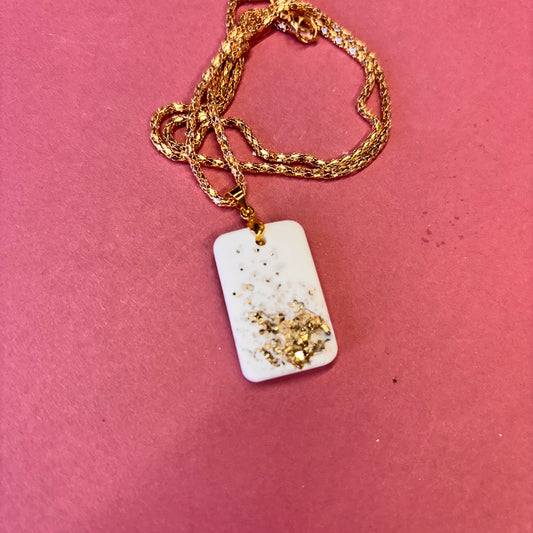 Small Rectangle Gold Stones Eco Resin Pendant