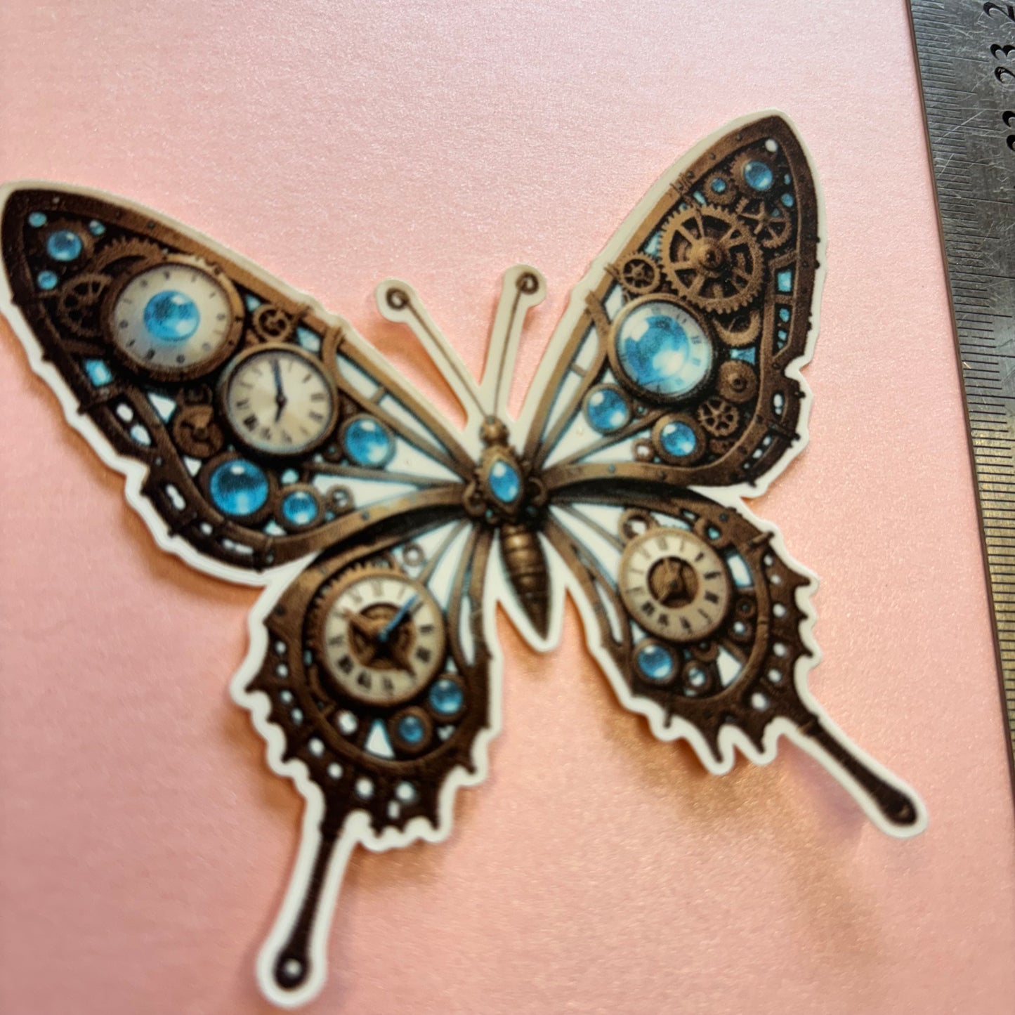Victorian Steampunk Holographic Butterfly Die Cut Sticker by Shiny Creation