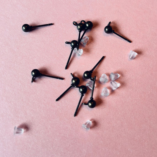 10 pcs Antique Bronze Post Earrings With Loop