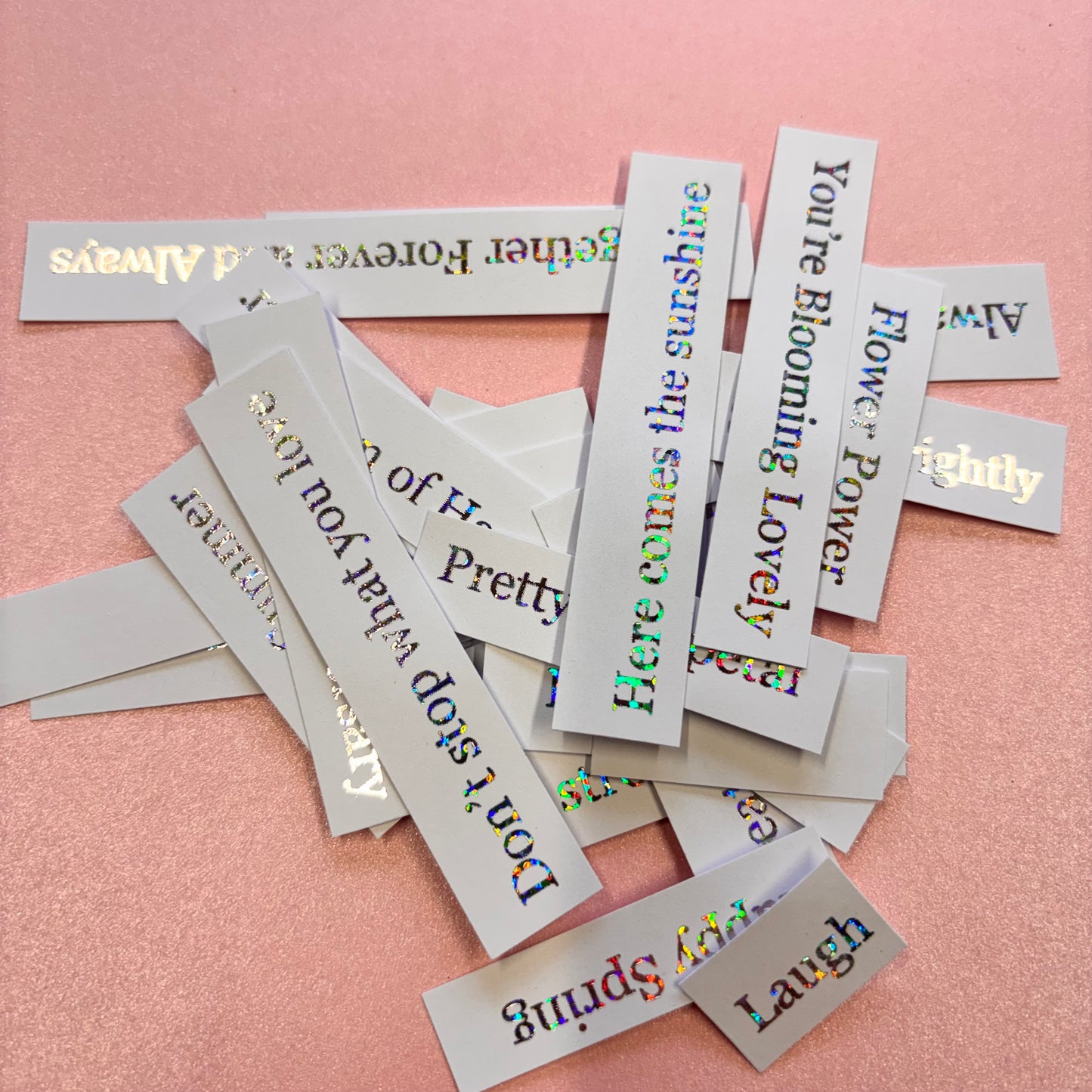30pcs Silver Holographic Foiled Floral Treasures Word Pack