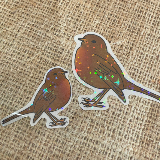 2 pc Chippy the Robin Holographic Stickers